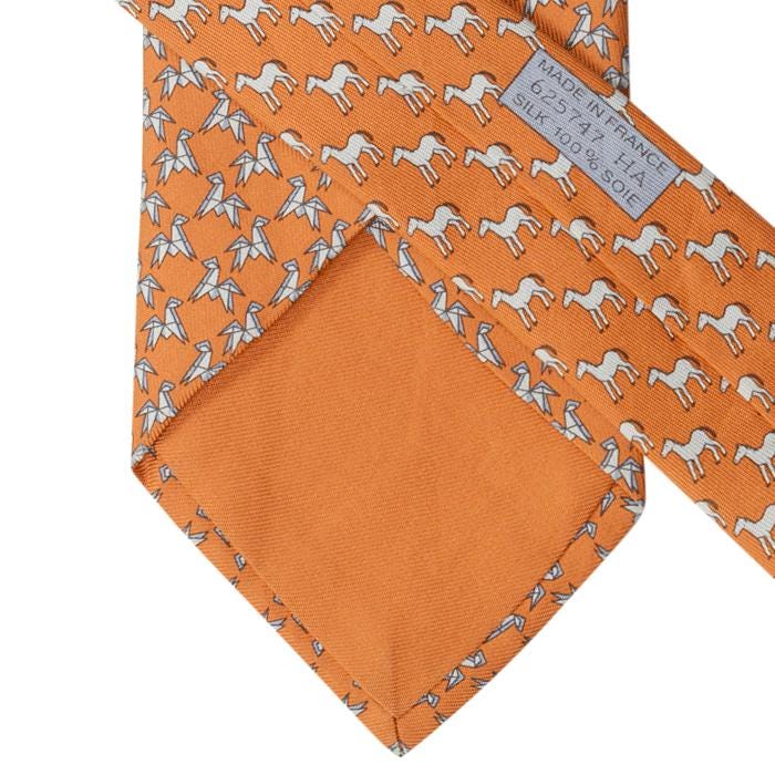 Hermes Men's Silk Tie Whimsical Origami Horse Pattern 625747 | Necktie Cravate