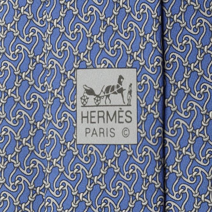 Hermes Men's Silk Tie Equestrian Geometric Pattern 605763 | Necktie Cravate