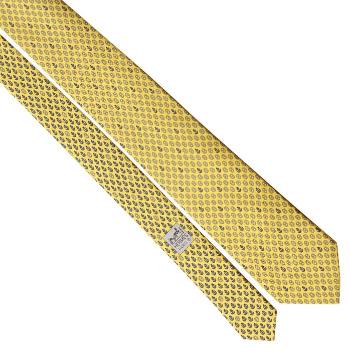 Hermes Men's Silk Tie Geometric Anchors Pattern 625683