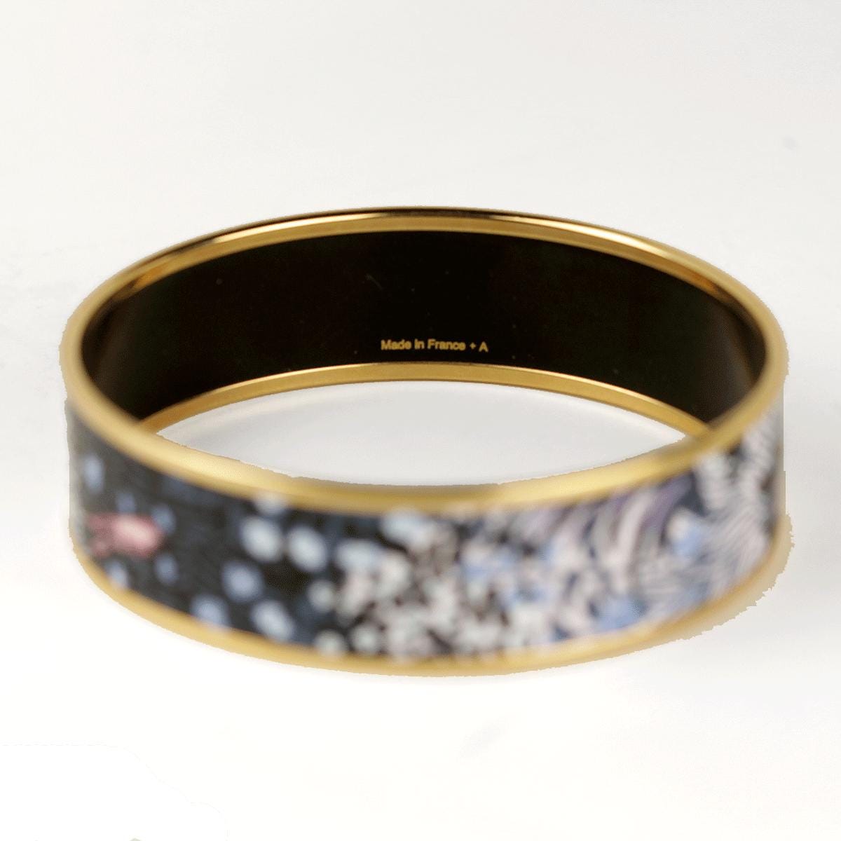 Hermes Bracelet 70 Wide Gold Enamel "Dans Un Jardin Anglais"