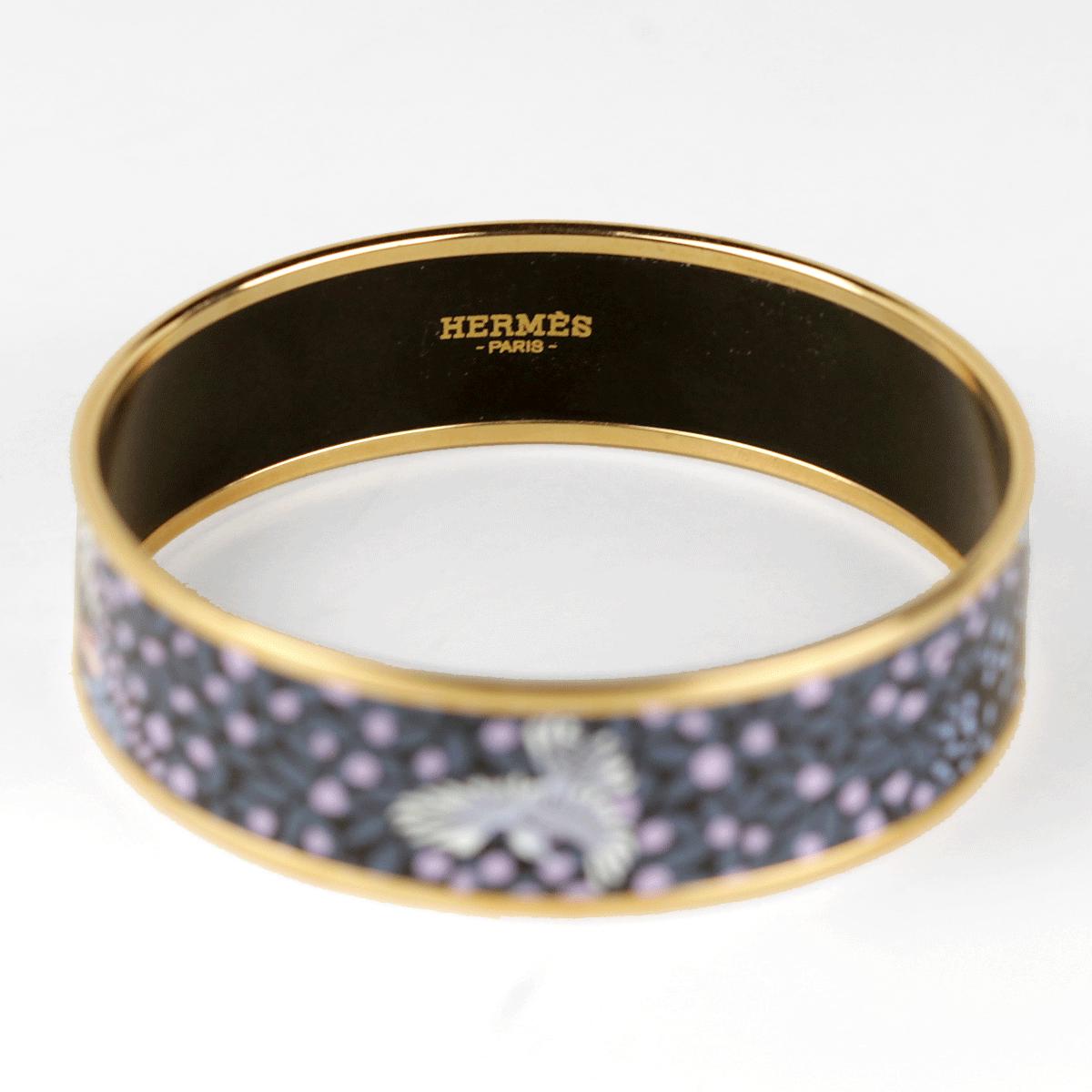 Hermes Bracelet 70 Wide Gold Enamel "Dans Un Jardin Anglais"