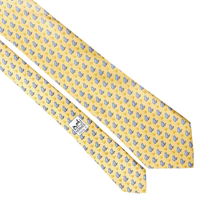 Hermes Men's Silk Tie Whimsical Frogs Pattern 5115