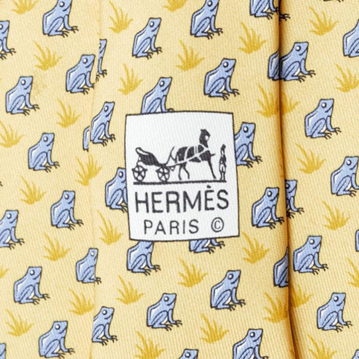 Hermes Men's Silk Tie Whimsical Frogs Pattern 5115
