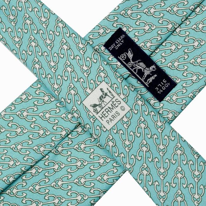 Hermes Men's Silk Tie Anchors Geometric Pattern 5358 | Necktie Cravate
