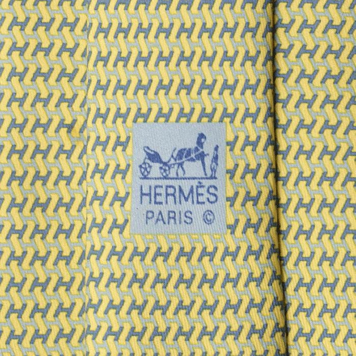 Hermes Men's Silk Tie H Geometric Pattern 5503 | Necktie Cravate