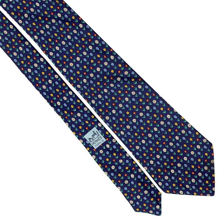 Hermes Men's Silk Tie Floral Pattern 5154