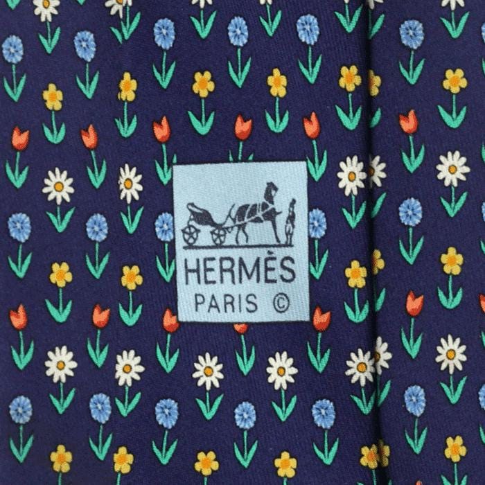 Hermes Men's Silk Tie Floral Pattern 5154