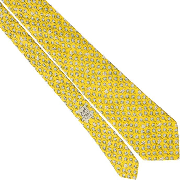 Hermes Men's Silk Tie Whimsical Elephants Pattern 5248 | Necktie Cravate