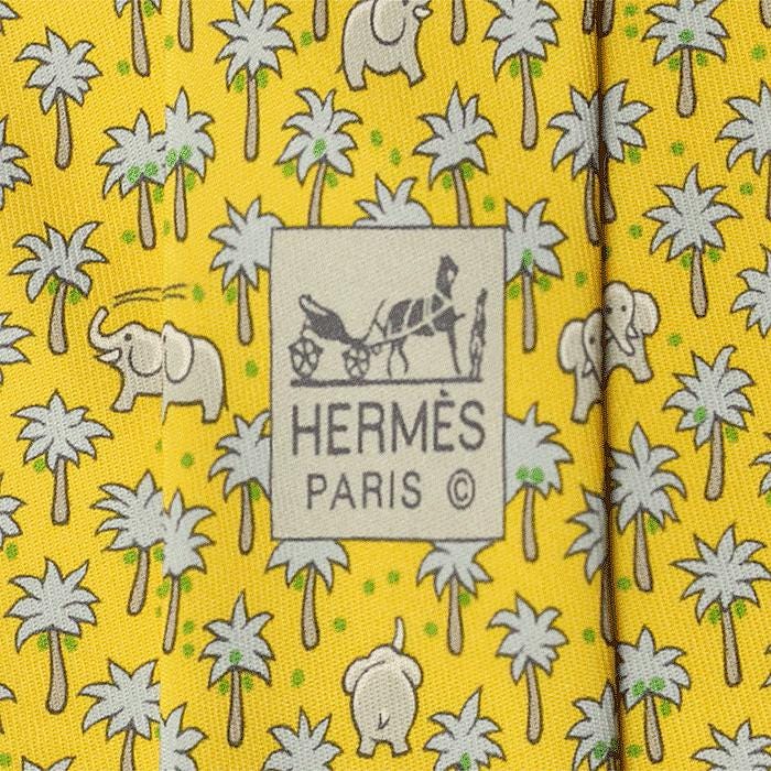 Hermes Men's Silk Tie Whimsical Elephants Pattern 5248 | Necktie Cravate