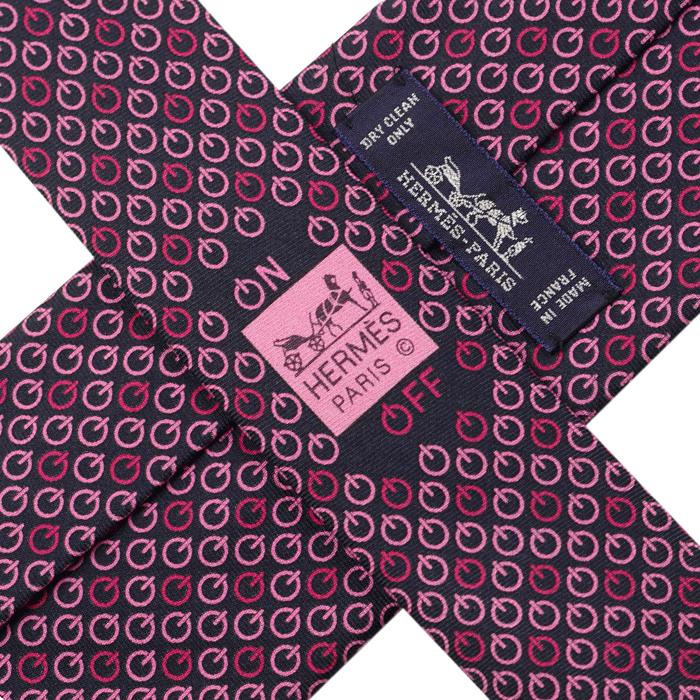 Hermes Men's Silk Tie Power On/Off Pattern 645667 | Necktie Cravate