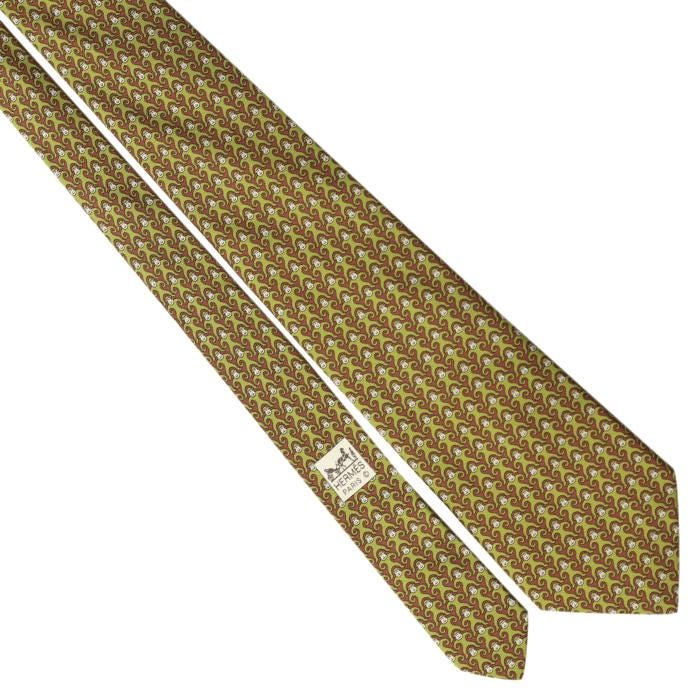Hermes Men's Silk Tie Whisical Apes Pattern 5384 | Necktie Cravate