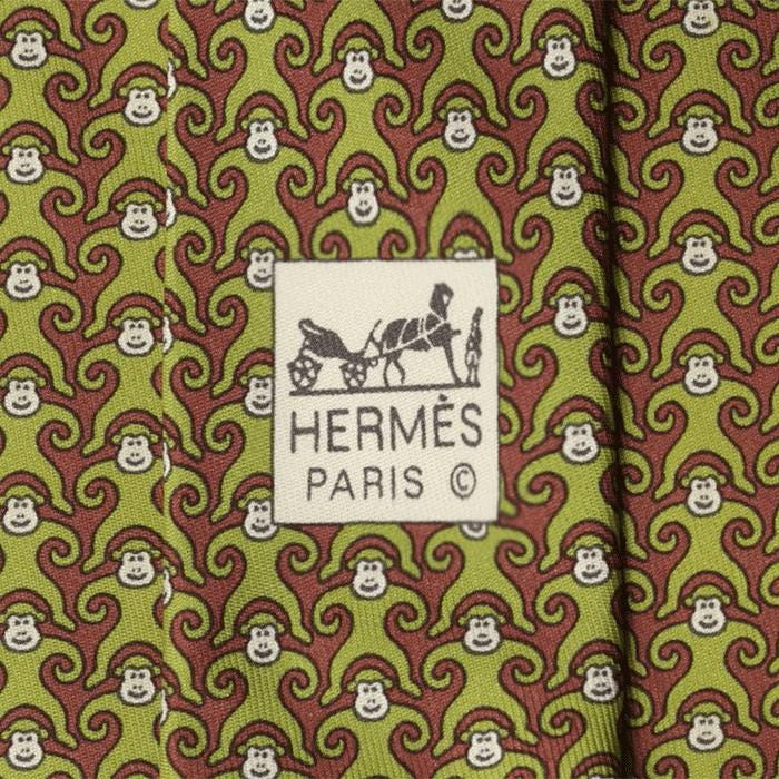 Hermes Men's Silk Tie Whisical Apes Pattern 5384 | Necktie Cravate