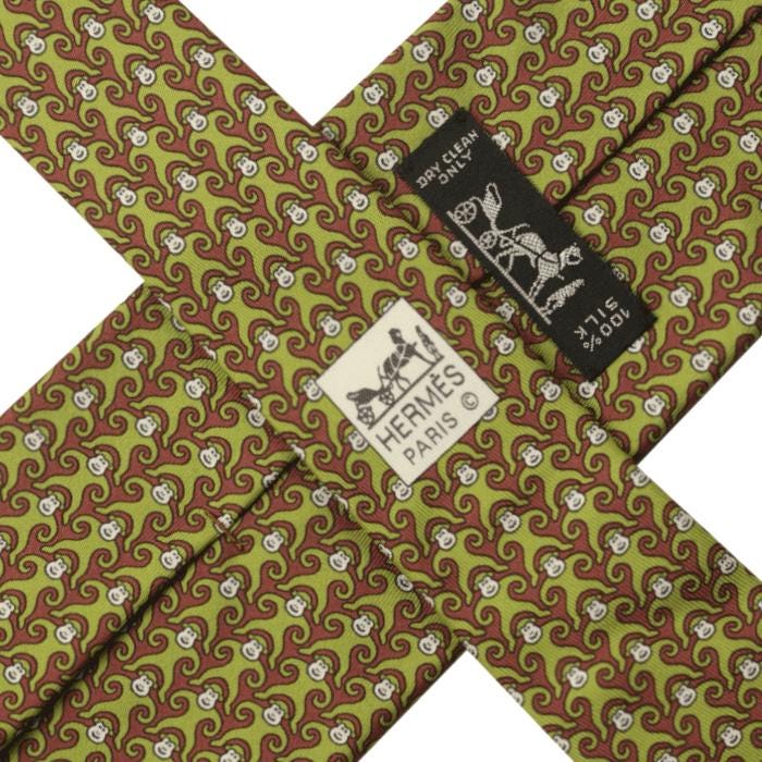 Hermes Men's Silk Tie Whisical Apes Pattern 5384 | Necktie Cravate