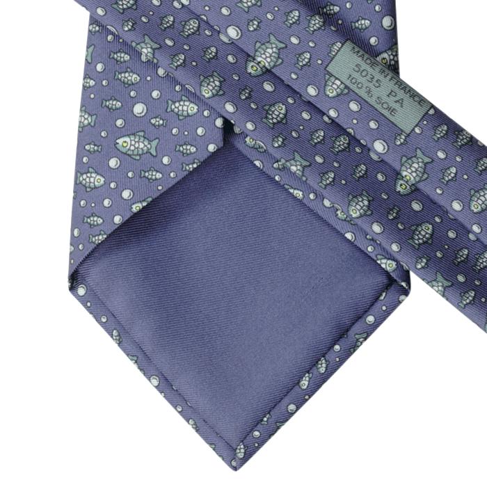 Hermes Men's Silk Tie Whimsical Fish Pattern 5035 | Necktie Cravate