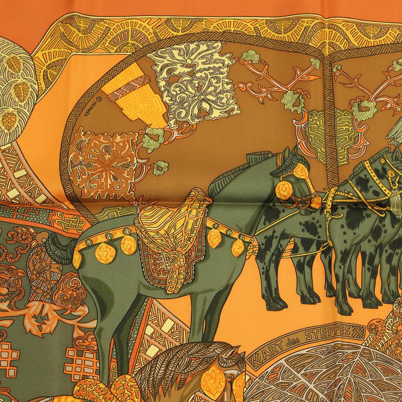 Hermes Scarf "Art des Steppes" by Annie Faivre 90cm Silk | Foulard Carre