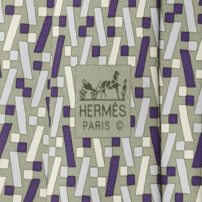 Hermes Men's Silk Tie Geometric Pattern 5423
