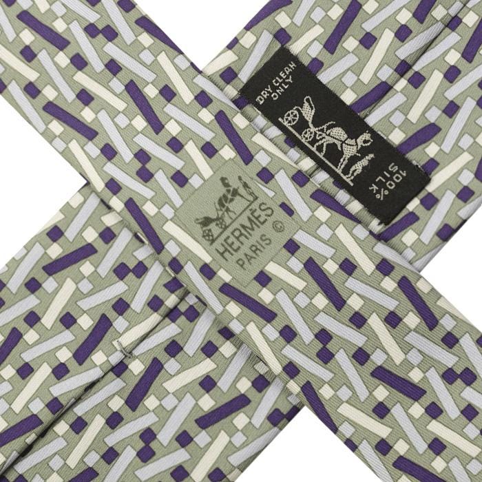 Hermes Men's Silk Tie Geometric Pattern 5423
