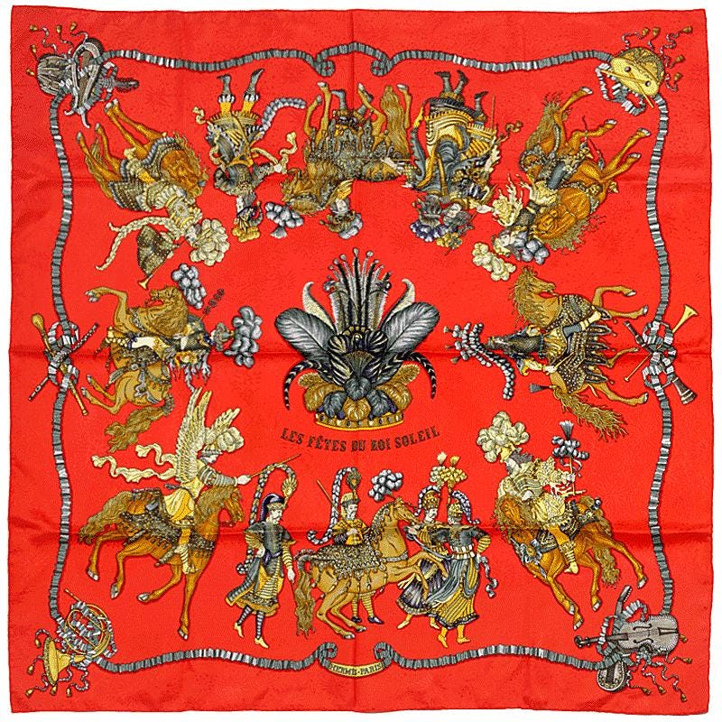Hermes Scarf "Les Fetes du Roi Soleil" by Michel Duchene 90cm Silk Jacquard