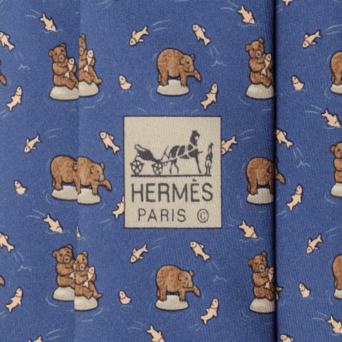Hermes Men's Silk Tie Whimsical Bears Pattern 5003 | Necktie Cravate