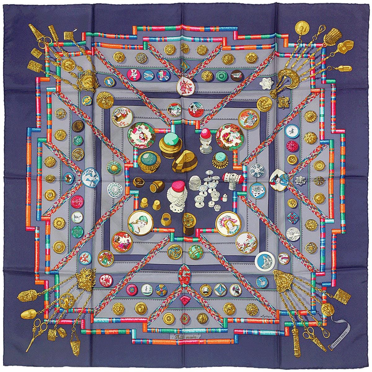 Hermes Scarf "Petite Main" by Caty Latham 90cm Silk | Carre Foulard