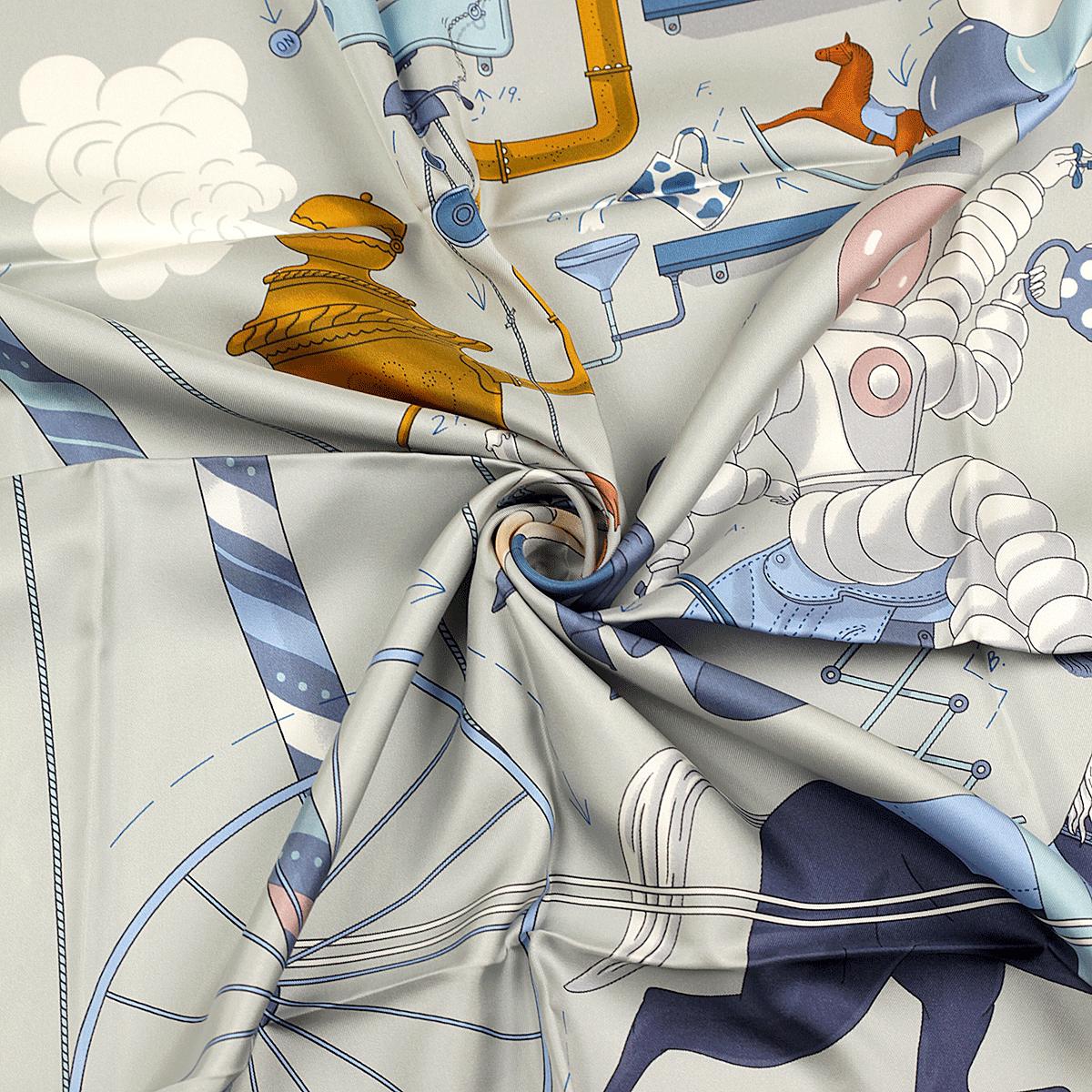 Hermes Scarf "Tea for Two" by Jonathon Burton 90cm Silk | Carre Foulard