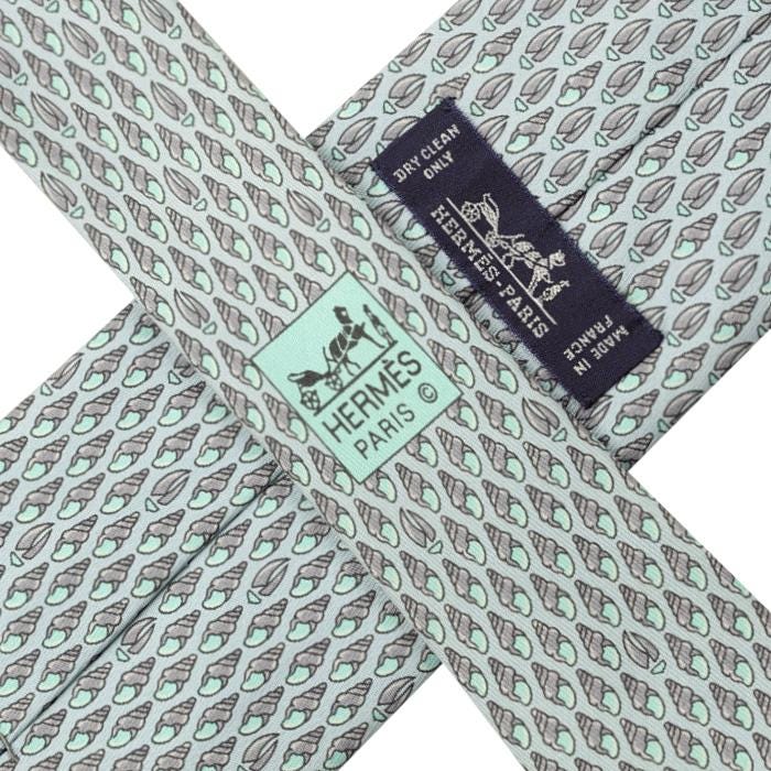 Hermes Men's Silk Tie Sea Shells Pattern 605745 | Necktie Cravate