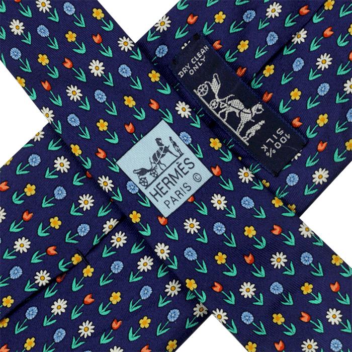 Hermes Men's Silk Tie Floral Pattern 5154