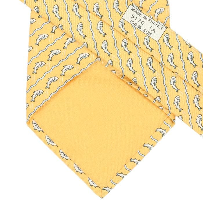Hermes Men's Silk Tie Whimsical Flying Fish Pattern 5170 | Necktie Cravate