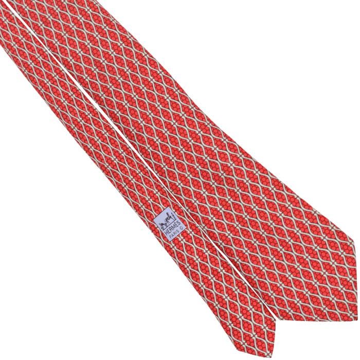 Hermes Men's Silk Tie Geometric Pattern 5012