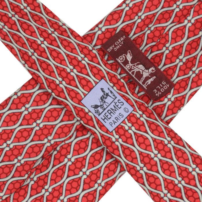 Hermes Men's Silk Tie Geometric Pattern 5012