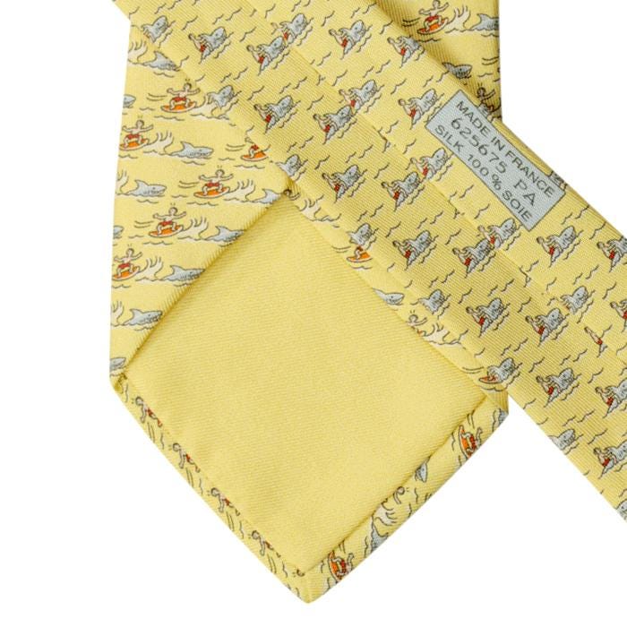 Hermes Men's Silk Tie Whimsical Sharks Pattern 625675 | Necktie Cravate