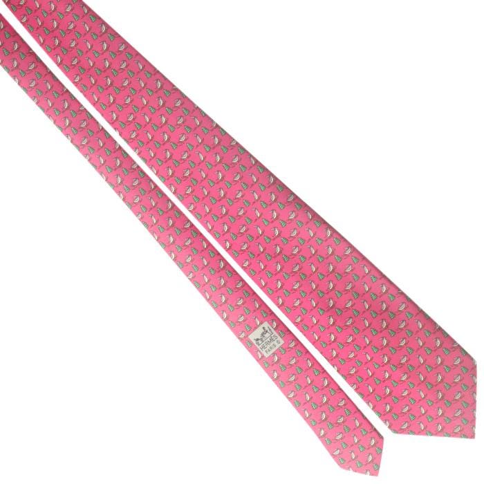 Hermes Men's Silk Tie Whimsical Skiing Penguins Pattern 5605 | Necktie Cravate