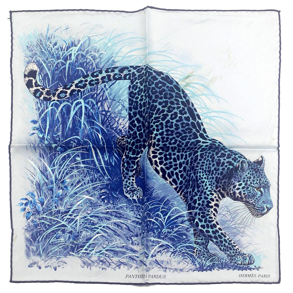 Hermes Scarf 45cm "Pathera Pardus" by Robert Dallet Silk Gavroche