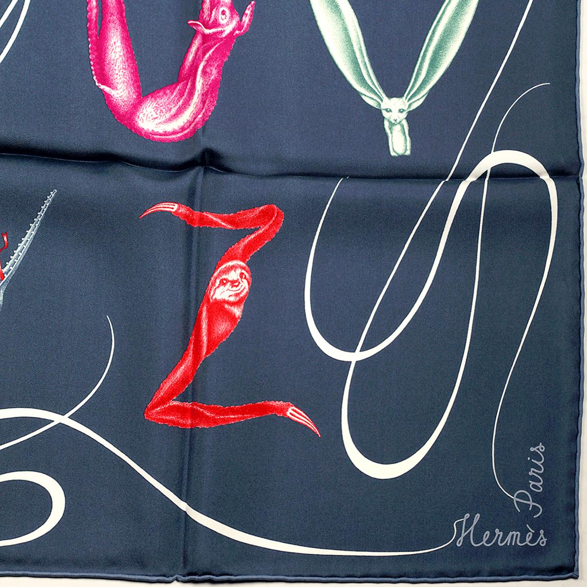 Hermes Scarf "Faune Lettree" by Florence Manlik 90cm Silk