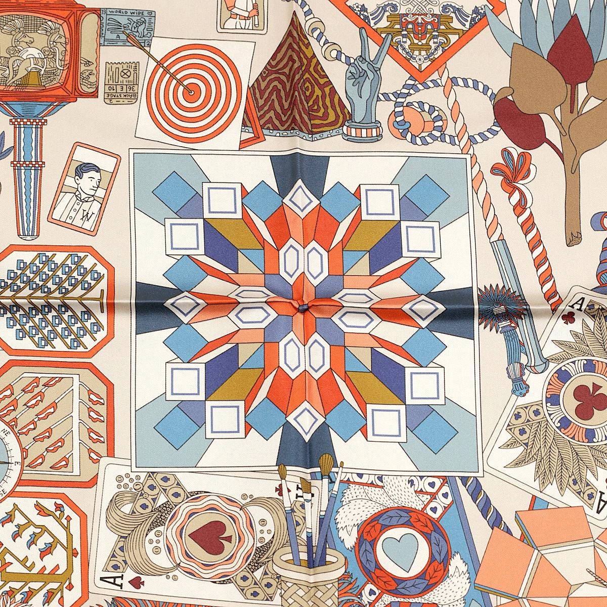 Hermes Scarf "De l'Ombrelle aux Duel" by Pierre Marie 90cm Silk Double Face Carre