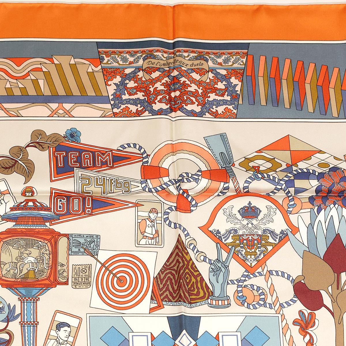 Hermes Scarf "De l'Ombrelle aux Duel" by Pierre Marie 90cm Silk Double Face Carre