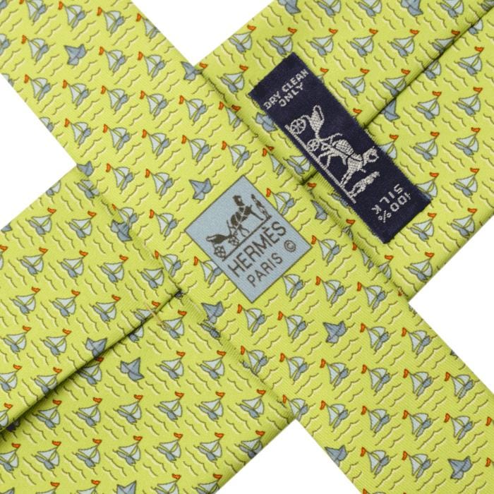 Hermes Men's Silk Tie Sailboats Pattern 5632 | Necktie Cravate