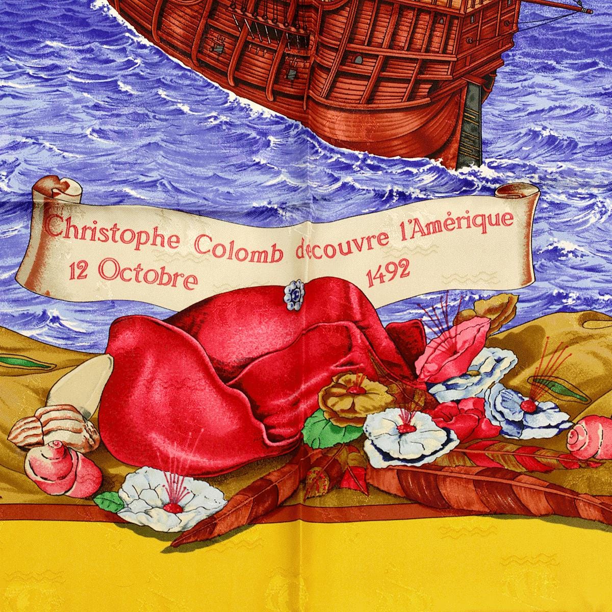 Hermes Scarf "Christophe Colomb Decouvre L'Amerique" by Carl De Parcevaux 90cm Silk | Carre Foulard