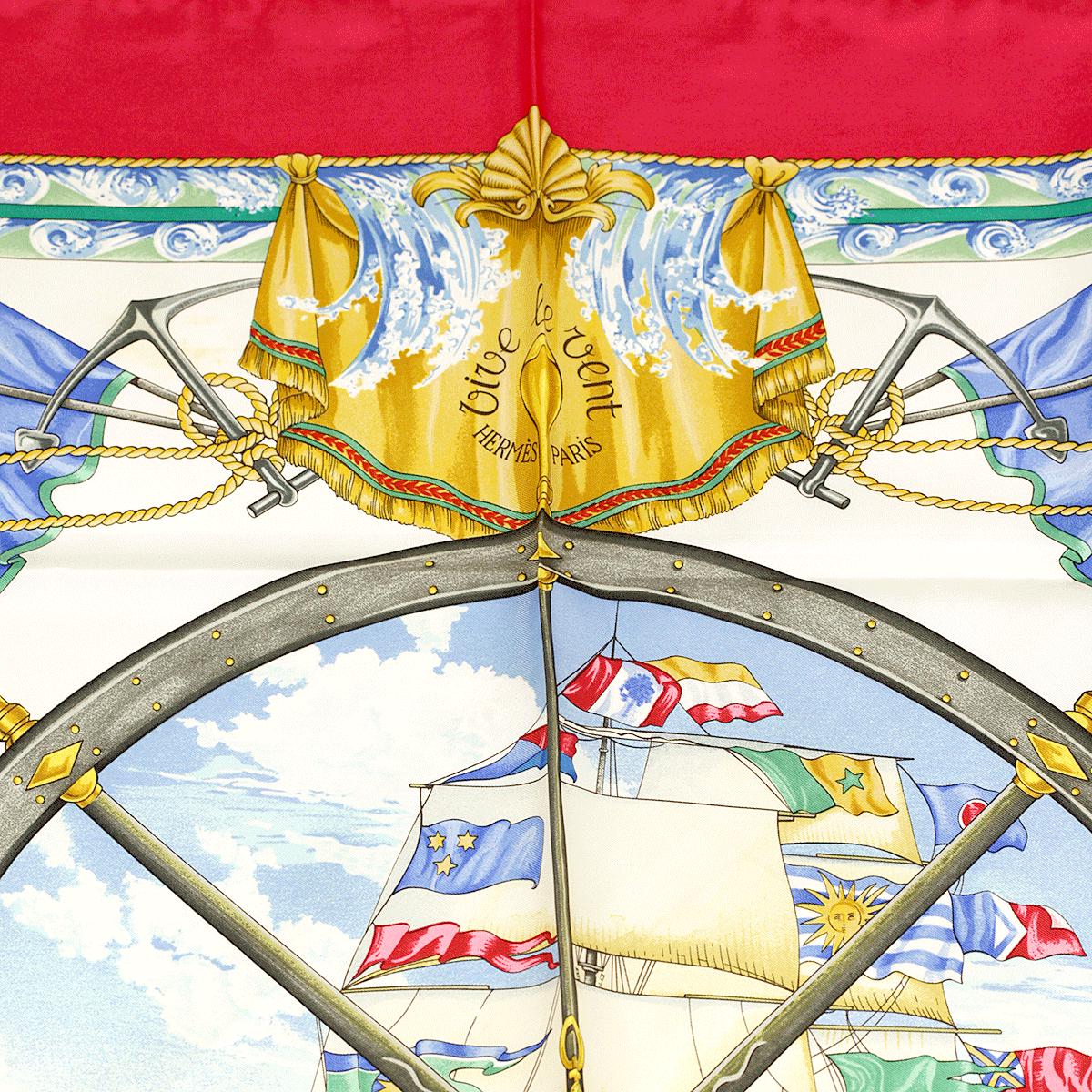 Hermes Scarf "Vive le Vent" by Laurence Bourthoumieux 90cm Silk