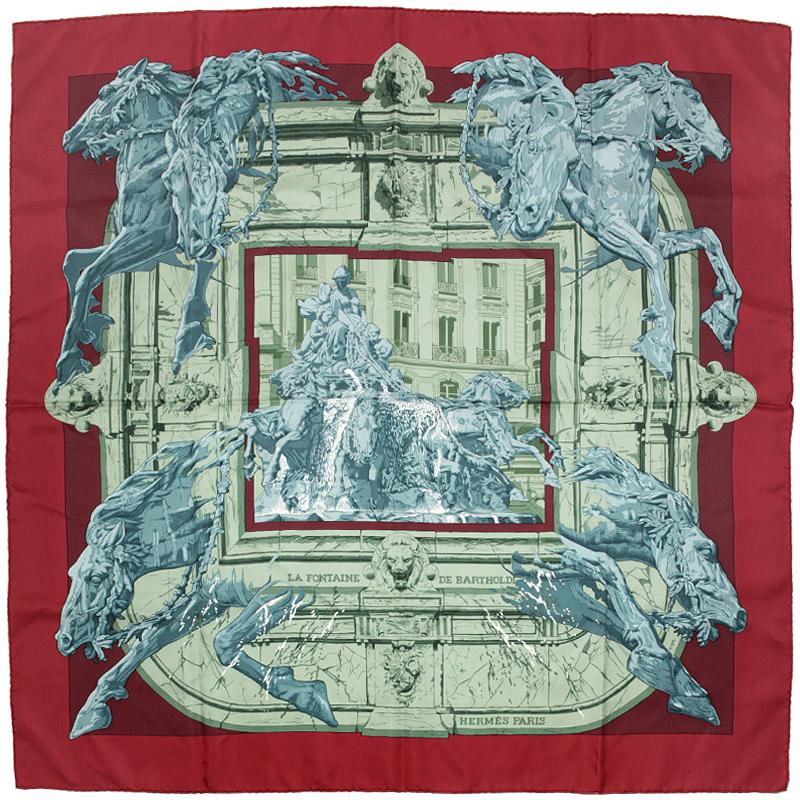Hermes Scarf "La Fontaine de Bartholdi" by Vladimir Rybaltchenko 90cm Silk | Carre Foulard