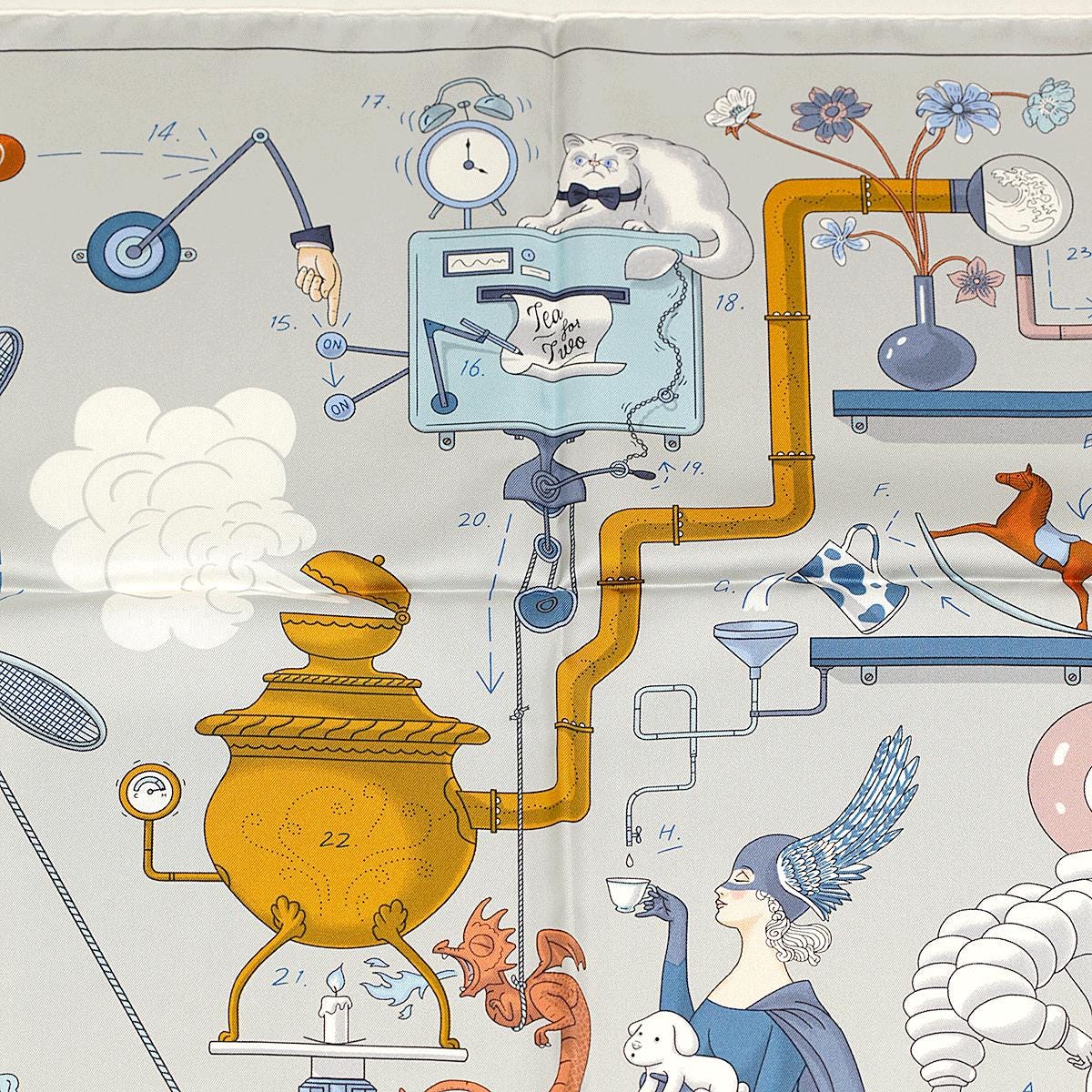 Hermes Scarf "Tea for Two" by Jonathon Burton 90cm Silk | Carre Foulard