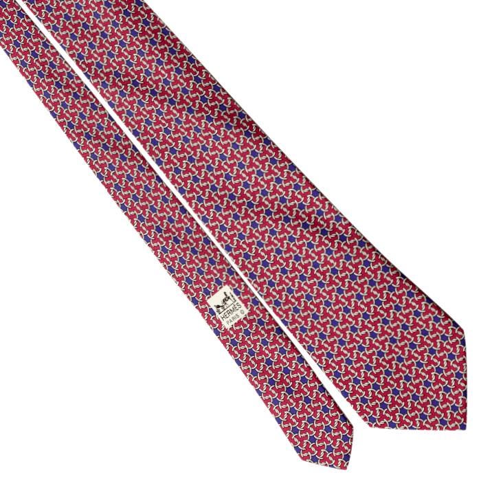 Hermes Men's Silk Tie Whimsical Toy Horses Pattern 7894 | Necktie Cravate