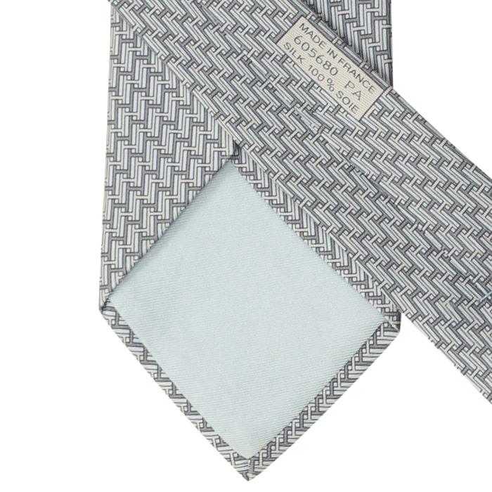 Hermes Men's Silk Tie H Geometric Pattern 605680 | Necktie Cravate