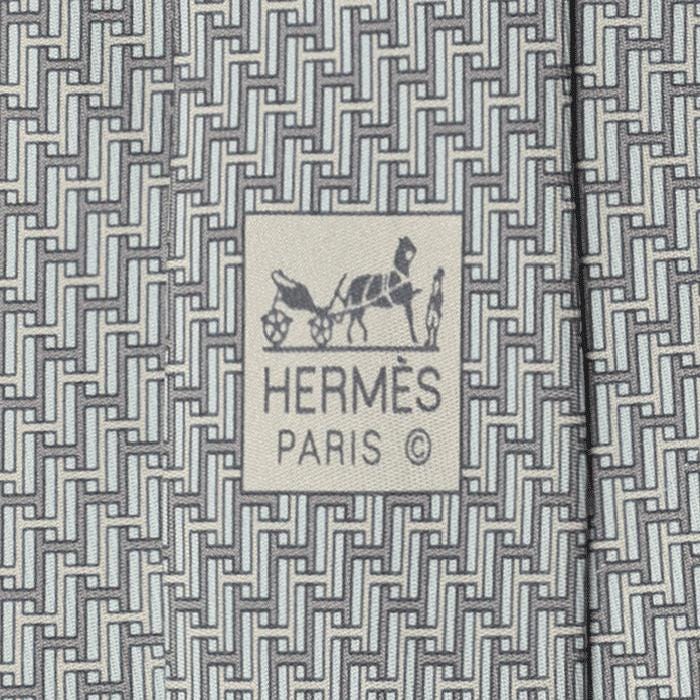 Hermes Men's Silk Tie H Geometric Pattern 605680 | Necktie Cravate