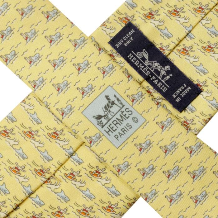 Hermes Men's Silk Tie Whimsical Sharks Pattern 625675 | Necktie Cravate