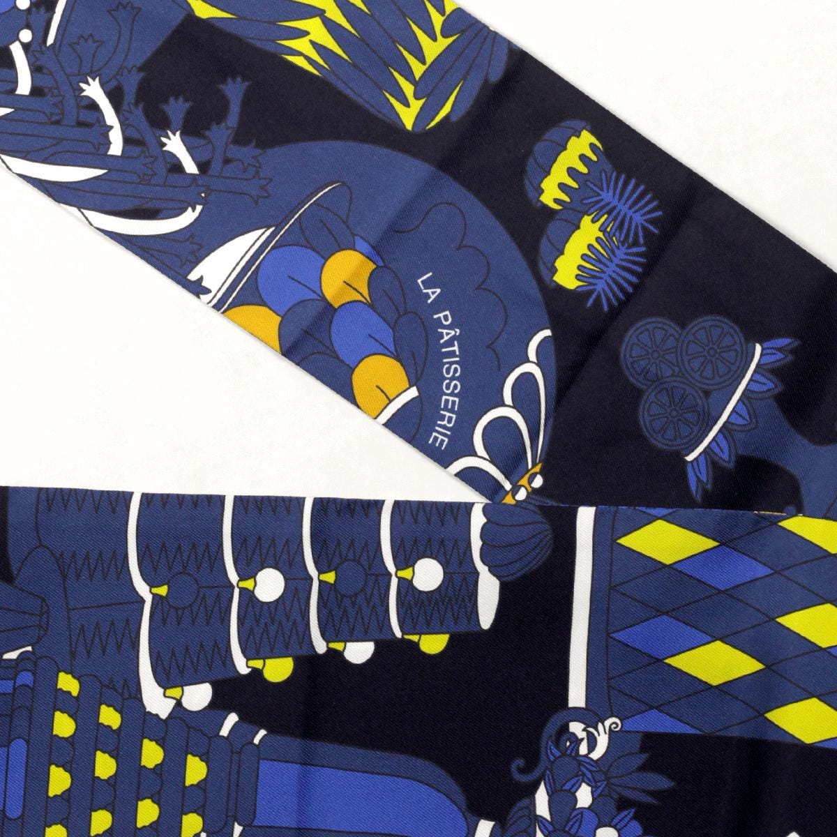 Hermes Scarf Maxi Twilly Slim "La Patisserie Francaise" by Pierre Marie Silk 10cm x 180cm | Carre Foulard