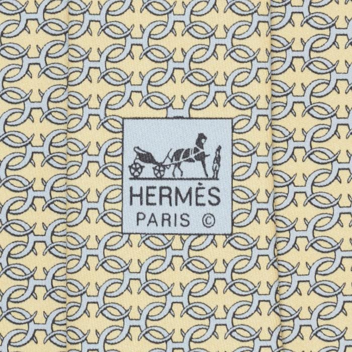 Hermes Men's Silk Tie Equestrian Geometric Pattern 5147
