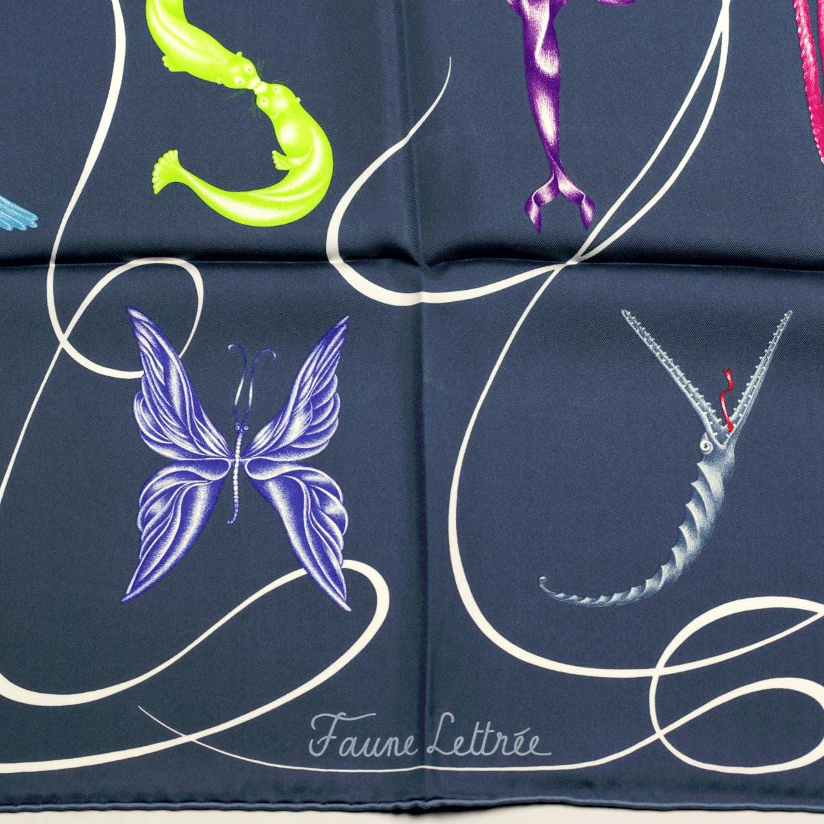 Hermes Scarf "Faune Lettree" by Florence Manlik 90cm Silk