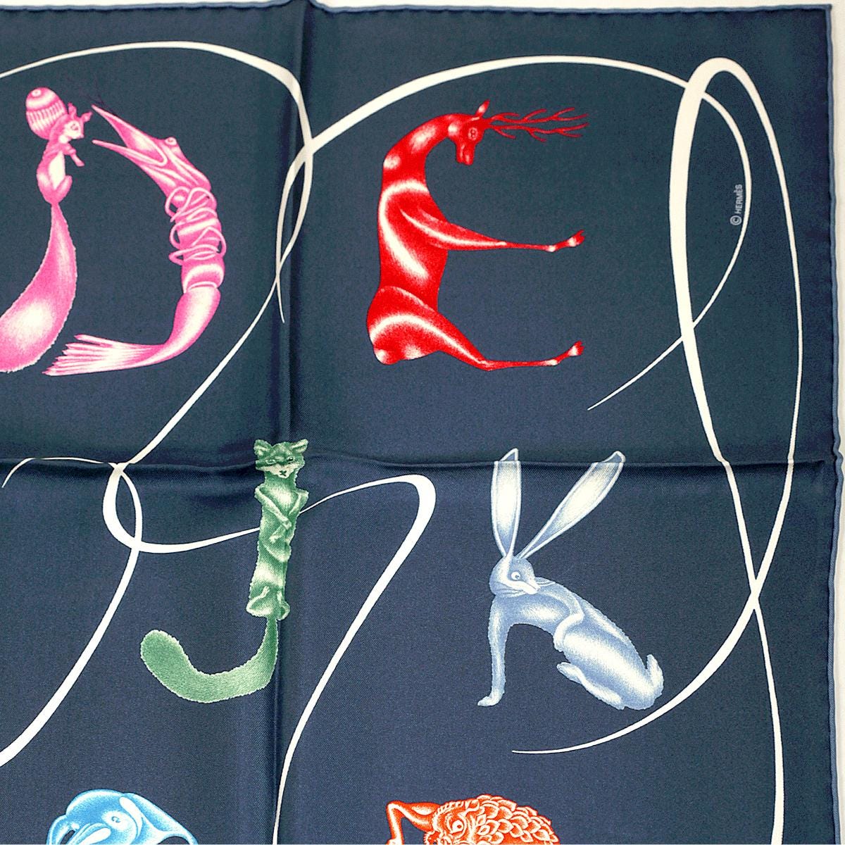 Hermes Scarf "Faune Lettree" by Florence Manlik 90cm Silk