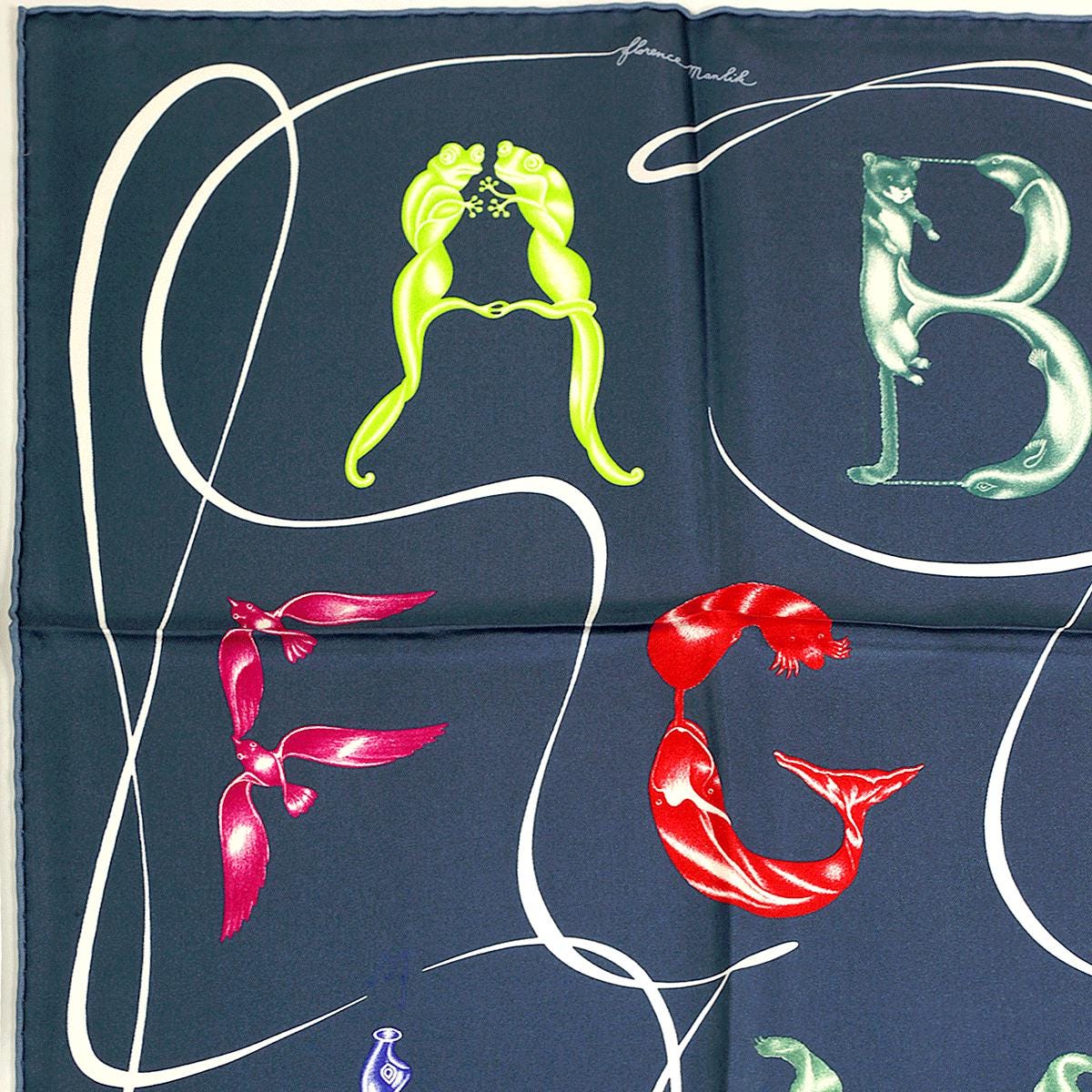 Hermes Scarf "Faune Lettree" by Florence Manlik 90cm Silk